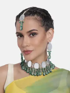 Peora Gold-Plated Artificial Stones Studded Choker Necklace Jewellery Set