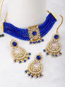 Peora Gold-Plated Pearl Kundan Choker Necklace Jewellery Set