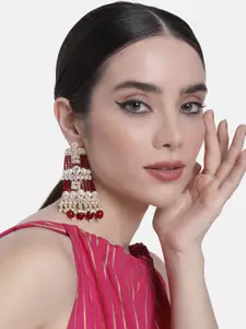 Peora Gold-Plated Contemporary Artificial Beads Drop Earrings