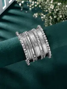 Peora Set of 20 Silver-Plated Alloy Bangles