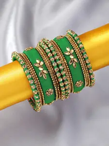 Peora Women Set of 18 Gold-Plated Kundan Studded Bangles