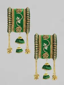 Peora Set Of 10 Gold-Plated Kundan-Studded Alloy Bangles
