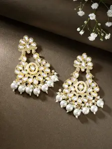 Peora Gold-Plated Kundan Contemporary Chandbalis