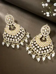 Peora Gold-Plated Kundan Contemporary Chandbalis