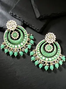 Peora Gold-Plated Kundan Contemporary Chandbalis