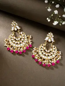 Peora Gold-Plated Kundan Contemporary Chandbalis