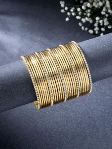 Peora Women Gold-Plated 29Pcs AD Studded Bangles Set