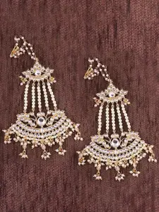 Peora 18K Gold-Plated Contemporary Drop Earrings with Hair Chain