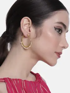 Peora Gold-Plated Faux Pearl Circular Hoop Earrings