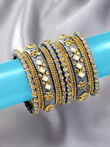 Peora Women 18Pcs Gold-Plated Kundan Studded Bangles Set