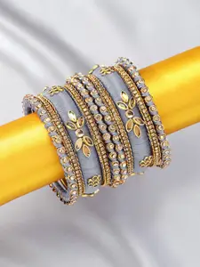 Peora Women Set of 18 Gold-Plated Kundan Studded Bangles