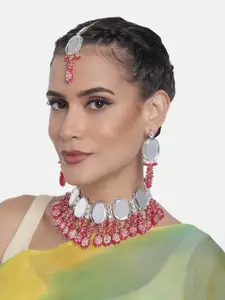 Peora Gold-Plated Artificial Stones Studded Choker Necklace Jewellery Set