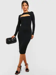 Boohoo Cut-Out Detail Knee Length Bodycon Dress