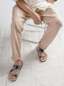 HF JOURNEY Men Open One Toe Comfort Cork Sandals