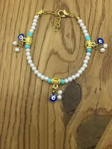 Digital Dress Room Evil Eye Rakhi Pearls Bracelet With Latkan