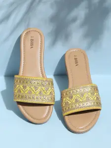 Biba Embroidered Open Toe Flats