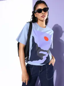 DILLINGER Women Graphic Printed Loose T-shirt