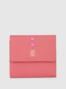 Baggit Women Solid PU Three Fold Wallet With Minimal Embellished Detail