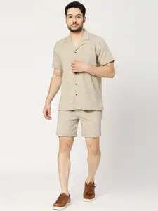 Blamblack Self Design Shirt With Shorts Co-Ords