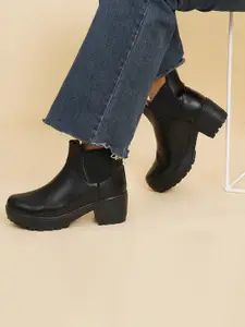 XE Looks Women Mid Top Platform Heel Chelsea Boots