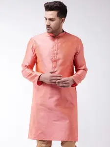VASTRAMAY Men Ethnic Motifs Mandarin Collar Jacquard Kurta