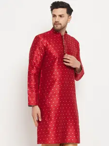 VASTRAMAY Men Ethnic Motifs Mandarin Collar Jacquard Kurta