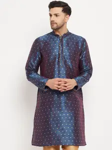 VASTRAMAY Men Ethnic Motifs Jacquard Silk Kurta