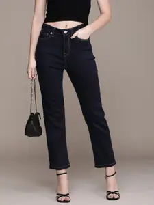 French Connection Women Straight Fit Stretchable Mid-Rise Jeans