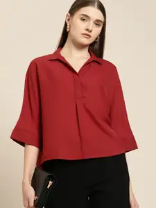 her by invictus Shirt Collar Extended Sleeves Top