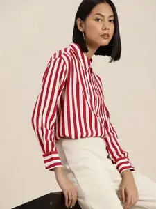 her by invictus Opaque Striped Semiformal Shirt