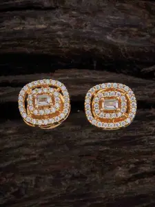 Kushal's Fashion Jewellery Rose Gold-Plated CZ-Studded Contemporary Drop Earrings