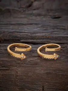 Kushal's Fashion Jewellery Gold-Plated CZ-Studded Toe Rings