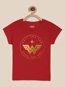 Kids Ville Girls Graphic Wonder Woman Printed Cotton T-Shirt