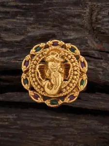 Kushal's Fashion Jewellery Stones-Studded Antique Ring