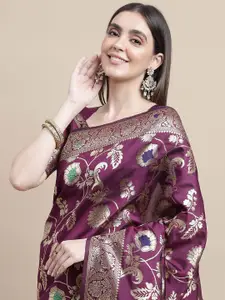 Sangria Purple Woven Design Kanjivaram Saree