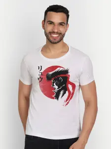 THREADCURRY Men Anime Graphic Print Cotton T-shirt