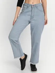 BAESD Women High-Rise Light Fade Cotton Straight Fit Jeans