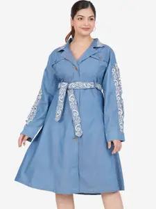 SUMAVI-FASHION Denim Cotton Shirt Dress
