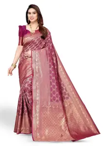 DIVASTRI Floral Woven Design Zari Silk Cotton Banarasi Saree