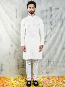 Be Desi Men Embroidered Cotton Chikankari Kurta
