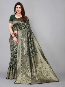 DIVASTRI Geometric Woven Design Zari Silk Cotton Banarasi Saree