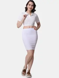 Popwings Crop Top & Pencil-Fit Skirt Co-Ords