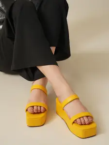 HASTEN Double Strap Flatform Heels