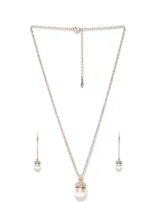 Anouk Gold-Plated & Off-White Beaded Necklace & Earrings With Bracelets