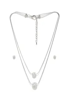 Anouk Silver-Plated Stone-Studded Necklace & Earrings