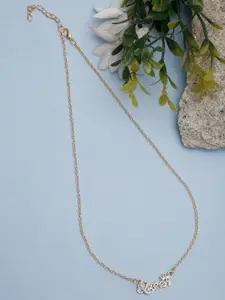 DressBerry Gold-Plated Stone Studded Queen Minimal Necklace