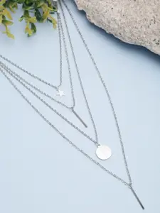 DressBerry Women Silver-Toned Silver-Plated Layered Necklace