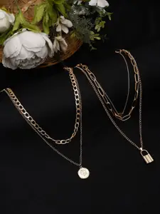 DressBerry Set Of 2 Gold-Plated Minimal Layered Necklaces
