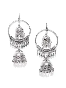 Sangria Silver-Plated Oxidised Earrings