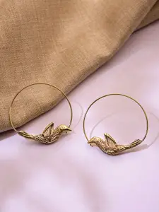Studio One Love Brass-Plated Contemporary Hoop Earrings